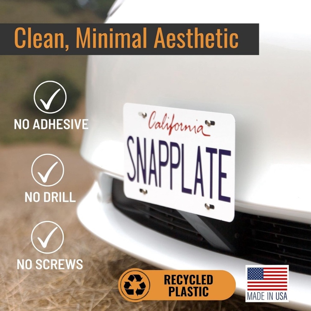 SnapPlate removable front license plate holder for Tesla Model 3 (2017-2023)